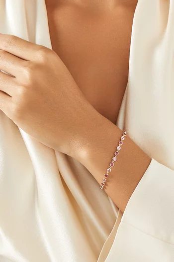 Pink Power Bubble Bracelet in 10kt Yellow Gold