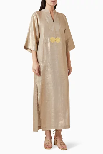 Helios Belted Maxi Dress in Linen