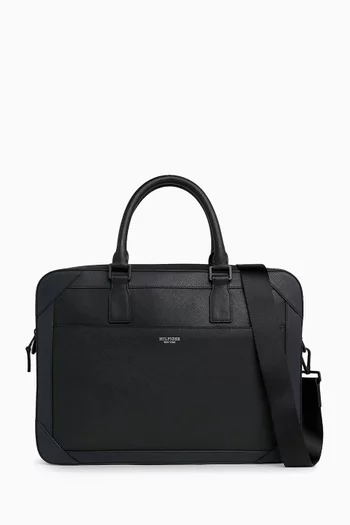 Slim Small Laptop Bag in Saffiano-leather