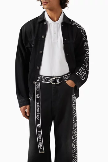 Logo D-ring Belt in Jacquard