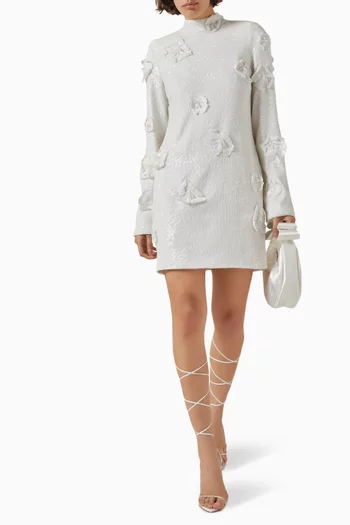 Sequinned Flower Mini Dress