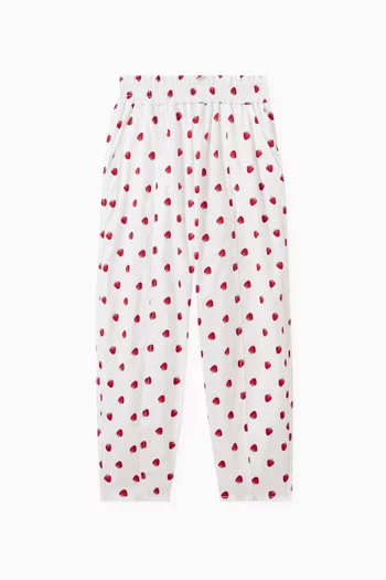 Strawberry-print Pants in Cotton Gabardine