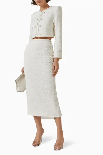 High-waisted Midi Skirt in Boucle