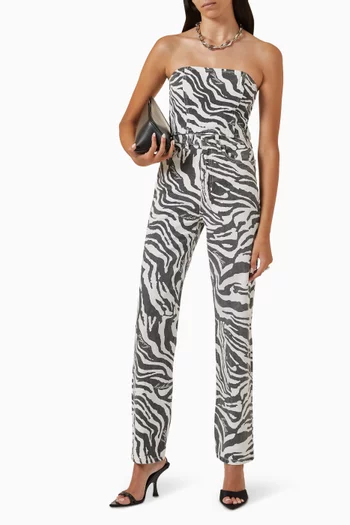 Emili Zebra Print Top in Denim