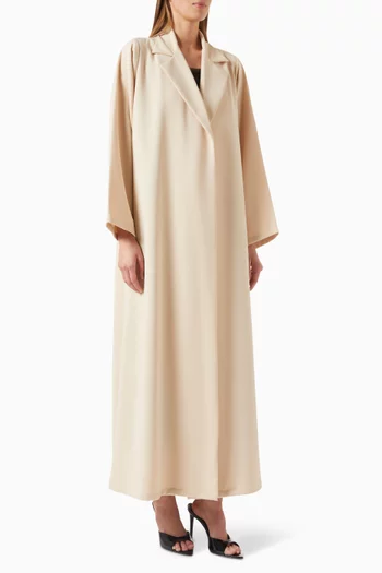 Notched-collar Abaya in Crepe