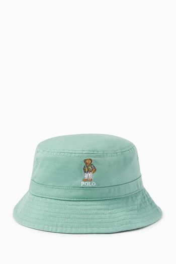 Polo Bear Bucket Hat in Cotton-twill