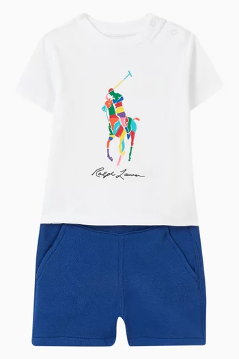 Logo Print T-Shirt and Shorts Set in Cotton