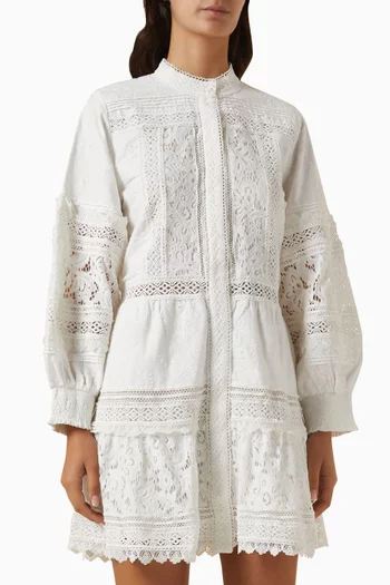 Cailin Tunic Tiered Mini Dress in Cotton