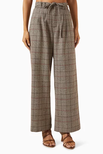 Kathy Checks Pants in Wool-blend