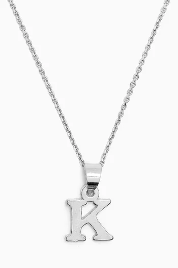 Letter 'K' Initials Pendant Necklace in Sterling Silver