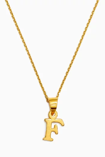 قلادة بدلاية على شكل حرف F فضة مطلية بذهب عيار 18