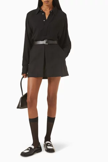 Floating Panels Mini Skirt in Wool Gabardine