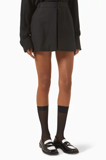Floating Panels Mini Skirt in Wool Gabardine
