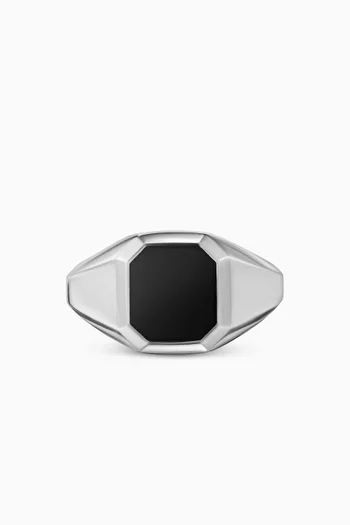 Streamline® Onyx Signet Ring in Sterling Silver, 14mm