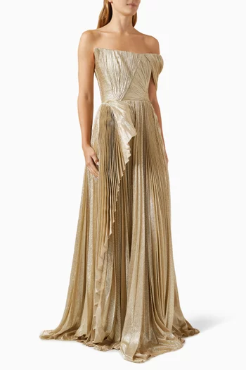 Bouch Pleated Gown in Baguette Fabric