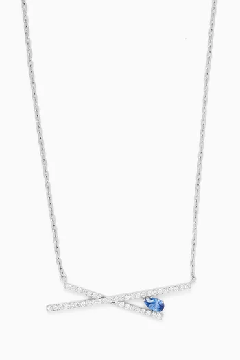 Criss Cross Sapphire & Diamond Pendant in 18kt White Gold