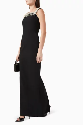 Pearl Tassels Gown in Crepe