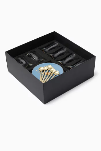 طقم استكانات شاي وأطباق هلال، 6 قطع