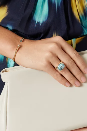 Chatelaine® Diamond & Blue Topaz Ring in 18kt Gold