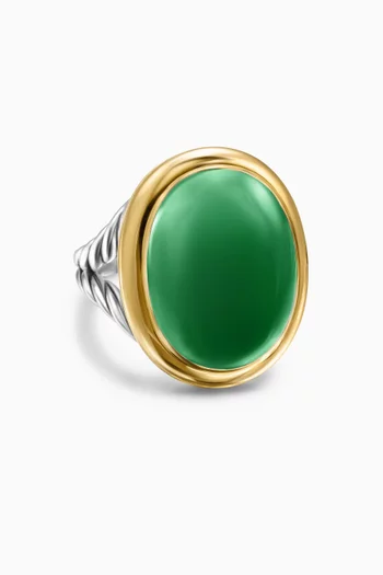 Albion® Green Onyx Oval Ring in 18kt Gold & Sterling Silver
