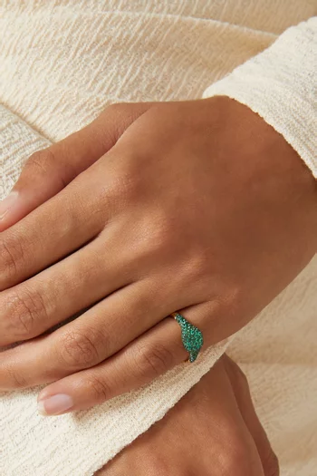Petite Pavé Pinky Ring in 18kt Yellow Gold with Emeralds