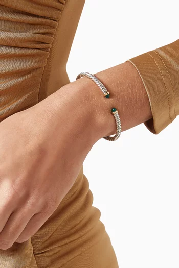 Modern Cable Onyx Bracelet in Silver & 14kt Gold