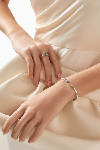 Modern Cable Turquoise Bracelet in Silver & 14kt Gold