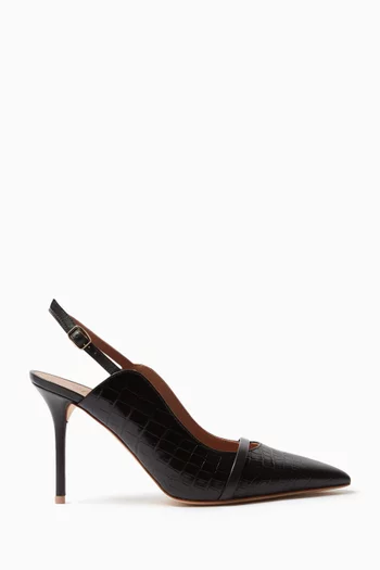 Marion 85 Slingback Pumps in Croc-embossed Leather