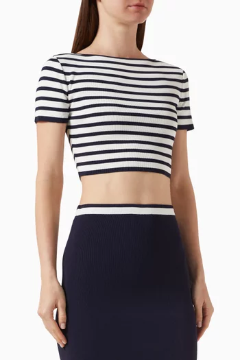 Guard Striped Crop Top in Compact-knit