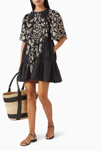 Thea Tie-dye Print Mini Dress in Cotton Blend
