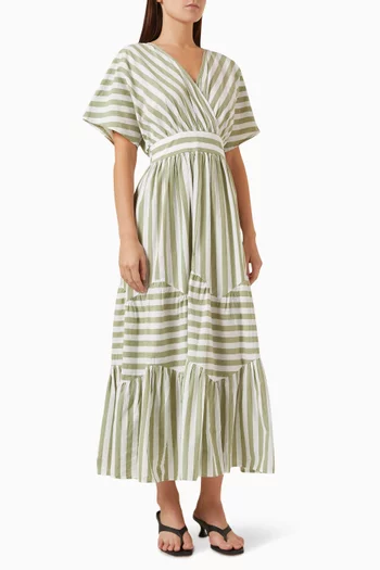 Yasroos Striped Midi Dress in Cotton