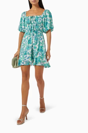 Alessia Puff-sleeve Mini Dress in Viscose