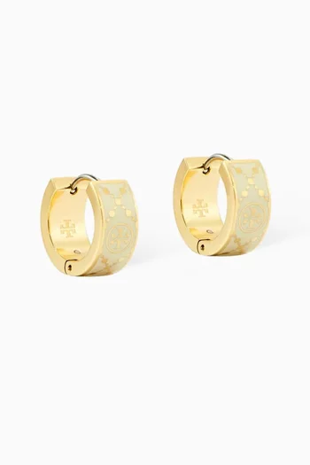 Small T Monogram Hoop Earrings in 18kt Gold-plated Brass