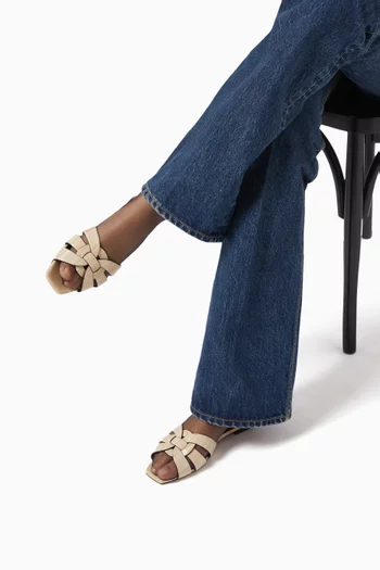 Tribute Flat Sandals in Eel-skin Leather