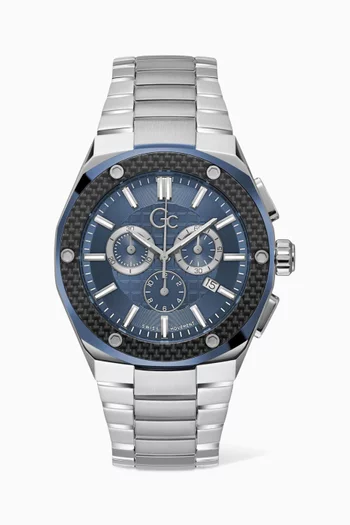 Fiber Chronograph Stainless Steel Watch, 44mm