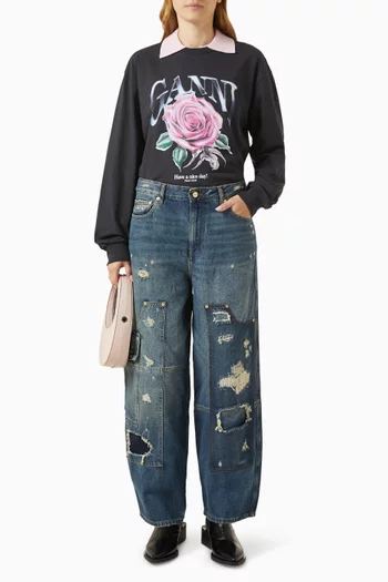 Distressed Carpenter Jeans in Denim