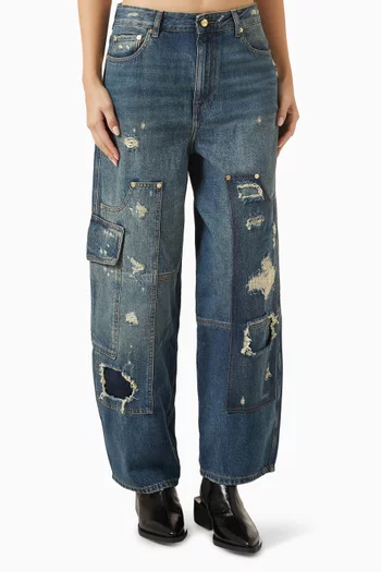 Distressed Carpenter Jeans in Denim