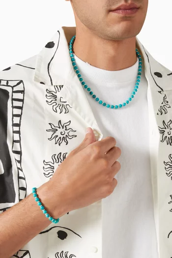 Turquoise & Halo Bead Bracelet in Sterling Silver