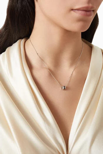 Quatre Black Edition Diamond Small Ring Pendant Necklace in 18kt White Gold