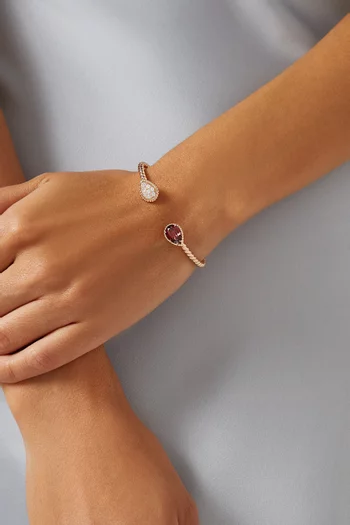 Serpent Bohème S Motif Diamond & Rhodolite Garnet Bracelet in 18kt Rose Gold