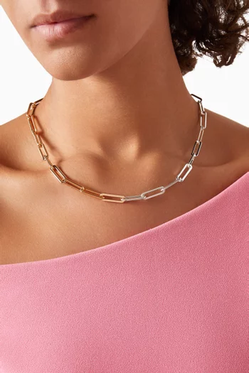Andi Two-tone Slim Chain in Silver & Gold tone Brass