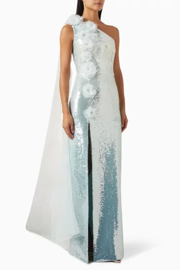 Sequin-embellished One-shoulder Dress