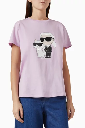 Ikonik Karl & Choupette T-shirt in Cotton