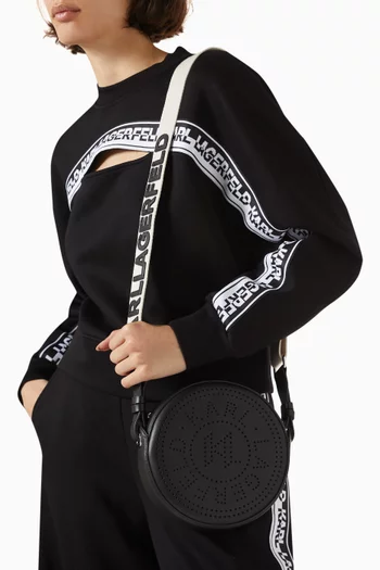 K/Circle Perforated Crossbody Bag in Leather