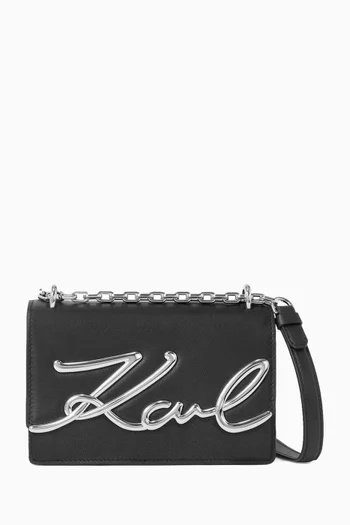 Small K/Signature Shoulder Bag in Leather