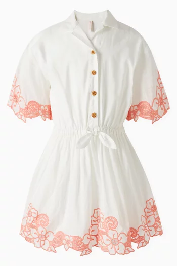 Embroidered Shirt Dress in Cotton