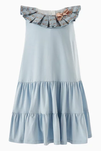 Pleated Collar Dress in Cotton-Blend