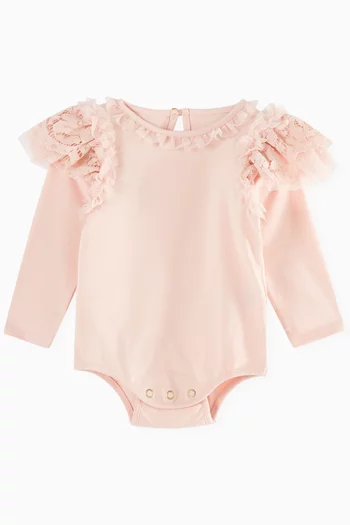 Primrose Lace-trimmed Bodysuit in Cotton-jersey