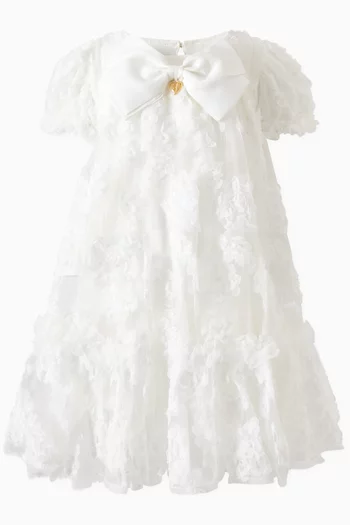 Marta Floral-applique Dress in Tulle