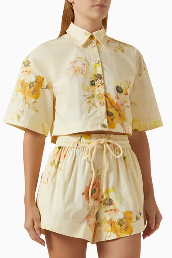 Lightburst Relaxed Crop Shirt in Cotton